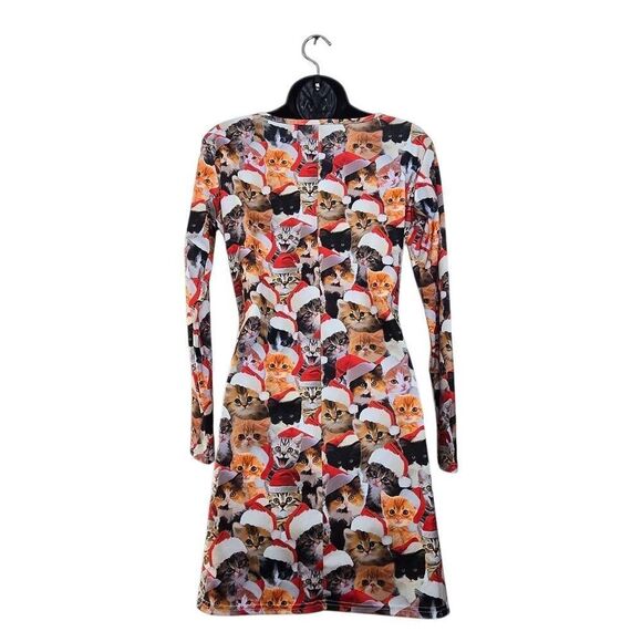 Tipsy Elves Dress Size Small Meowy Catmus Long Sleeve Fit and Flare Christmas - Picture 5 of 8